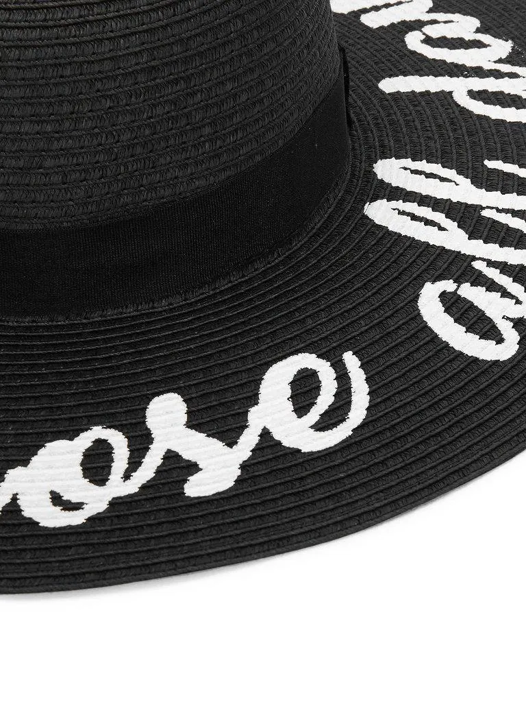 Letter Print Wide Brim Straw Hat