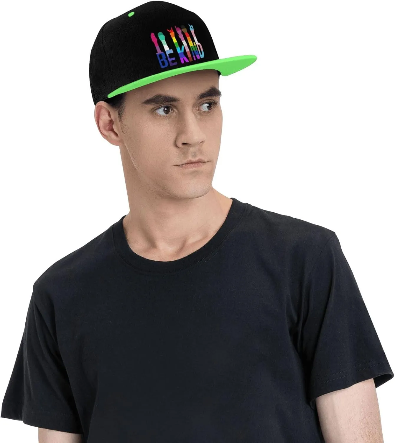 LGBTQ Pride Flag Dad Hat Flat Brim Trucker Hats Women Funny Novelty Snapback Baseball Cap,White