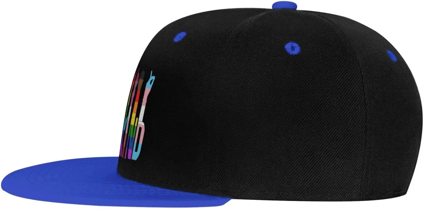 LGBTQ Pride Flag Dad Hat Flat Brim Trucker Hats Women Funny Novelty Snapback Baseball Cap,White