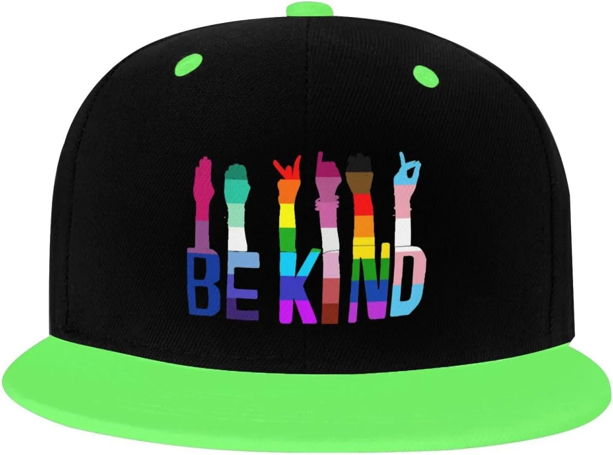 LGBTQ Pride Flag Dad Hat Flat Brim Trucker Hats Women Funny Novelty Snapback Baseball Cap,White