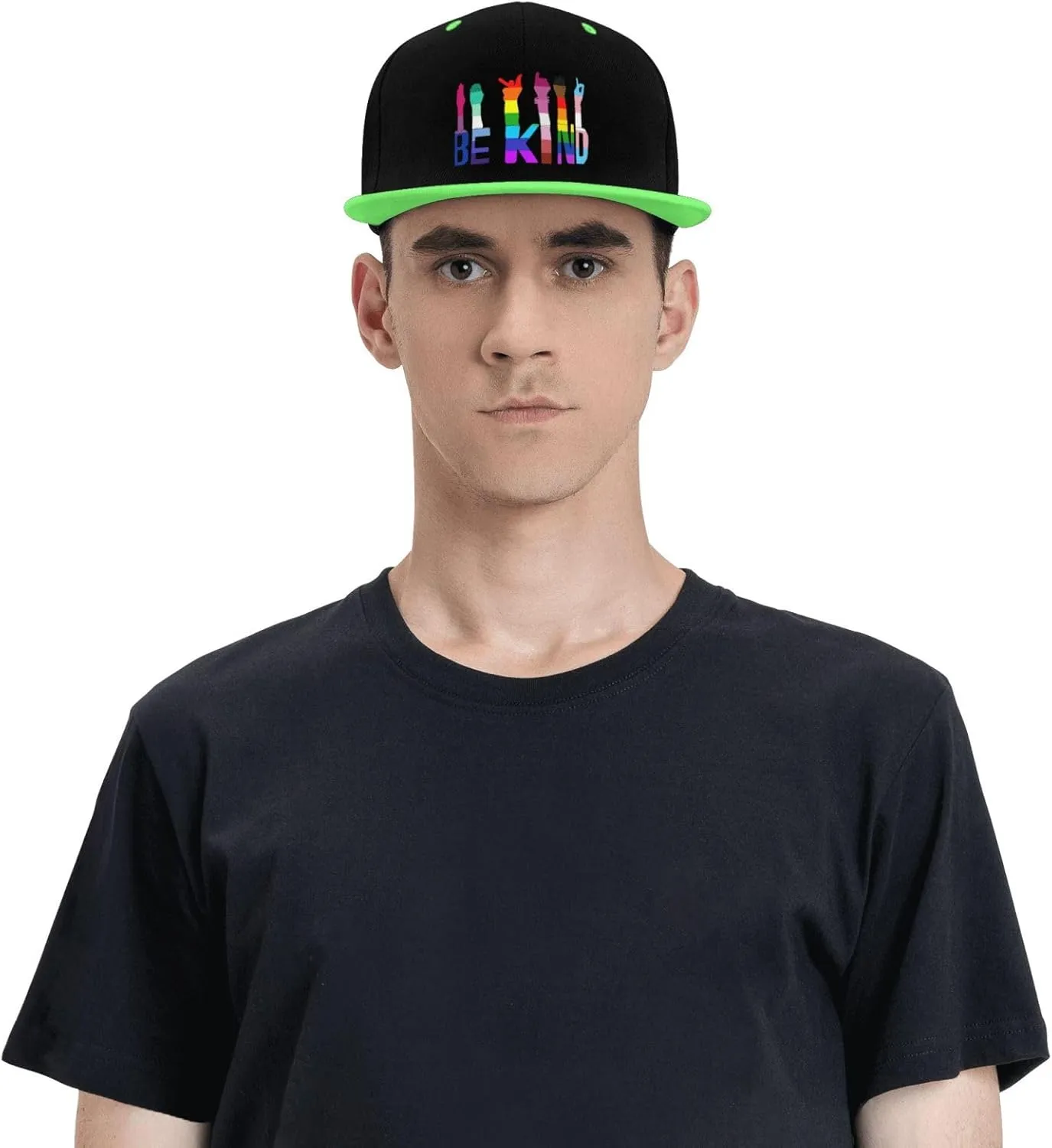 LGBTQ Pride Flag Dad Hat Flat Brim Trucker Hats Women Funny Novelty Snapback Baseball Cap,White