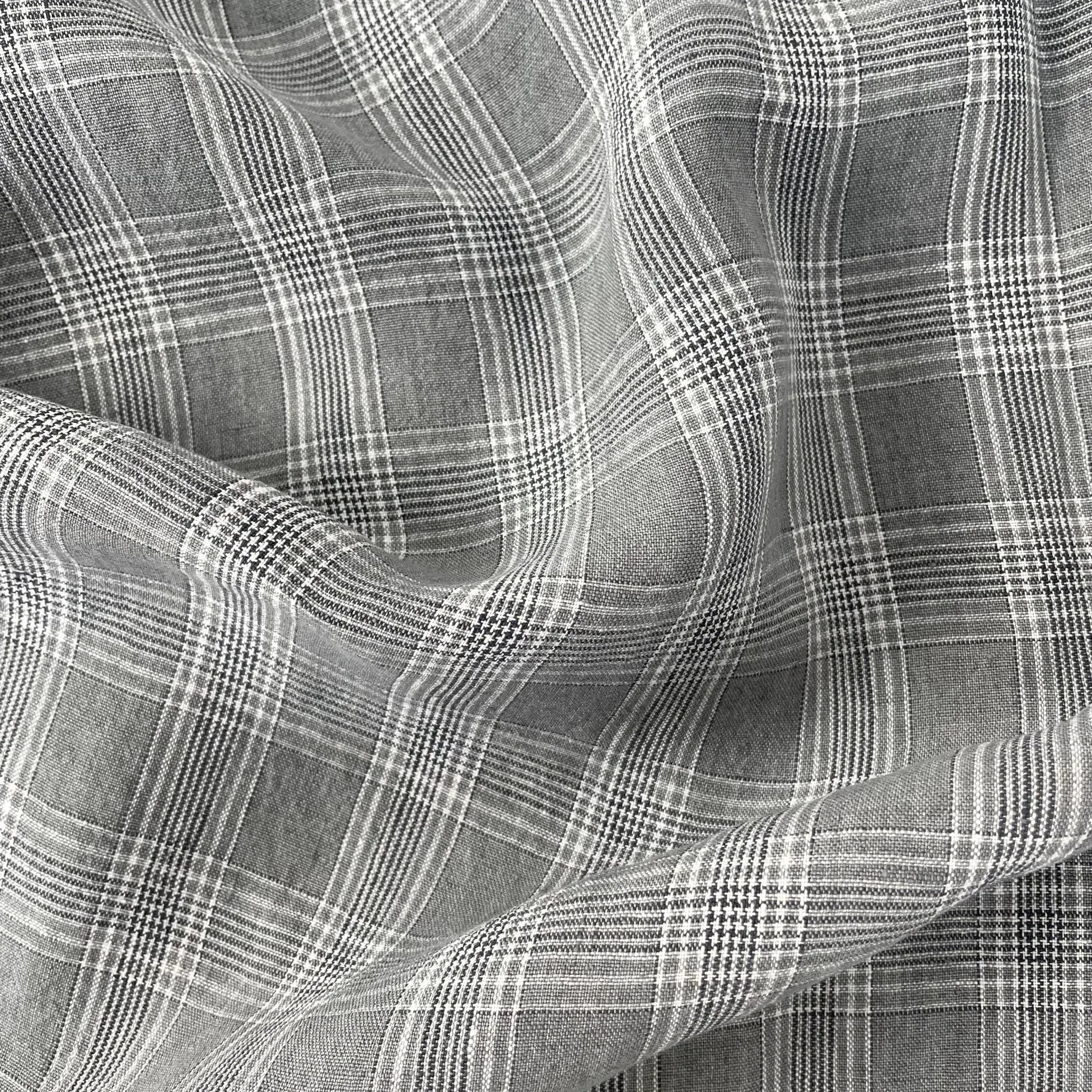 Linen Grey Check Fabric 6634