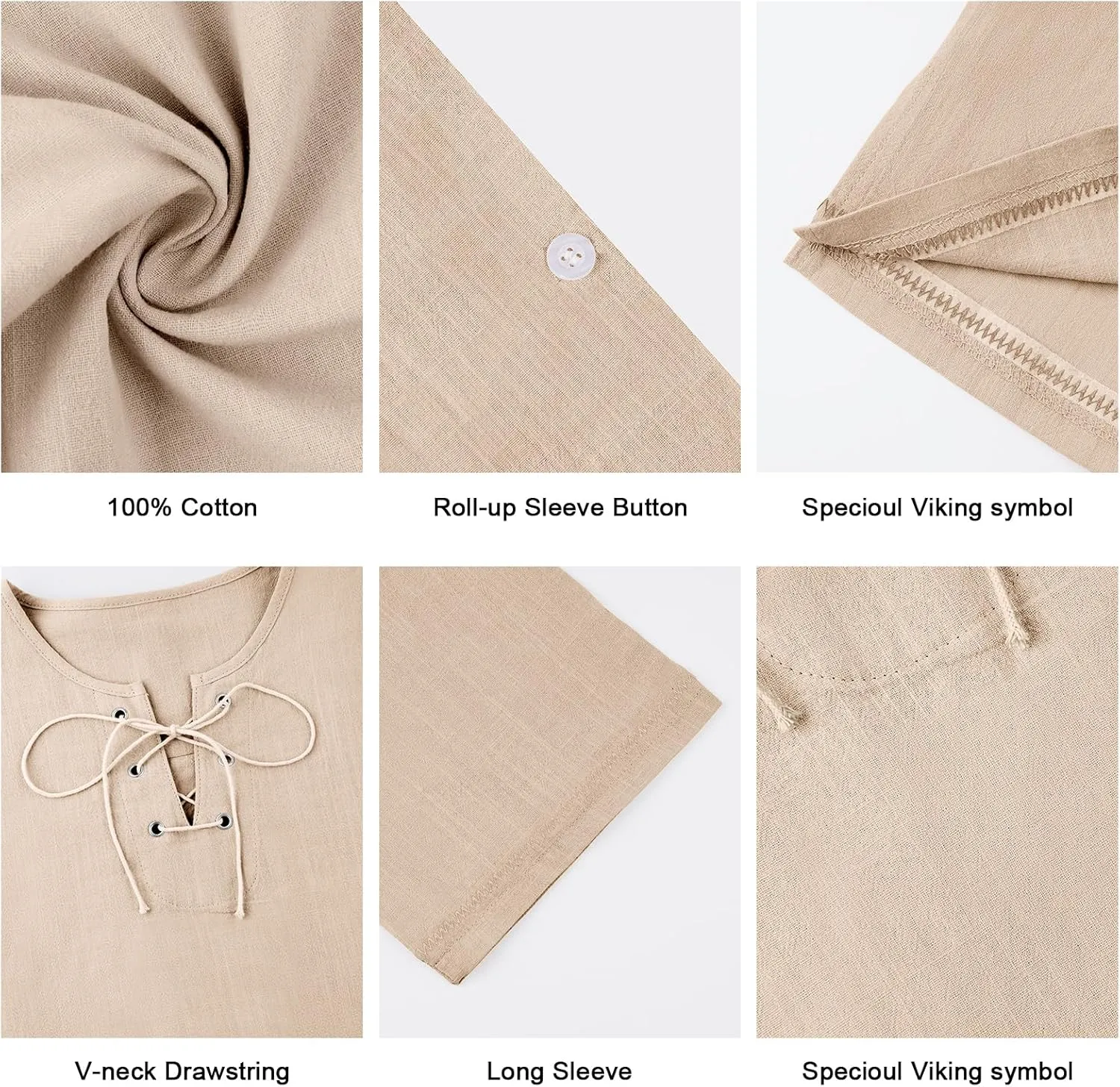 Men's Fashion Cotton Linen Shirt Long Sleeve Solid Color Ethnic Beach Yoga Top