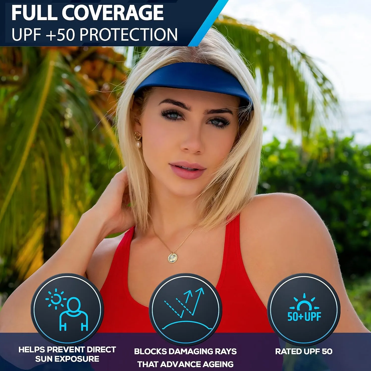 No Headache Sun Visor for Women | Stylish, Lightweight Square Brim Hat | Comfortable UV Protection for Golf, Tennis & Travel