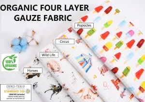 Organic Four Layered  Print Gauze Fabric- 6405-21