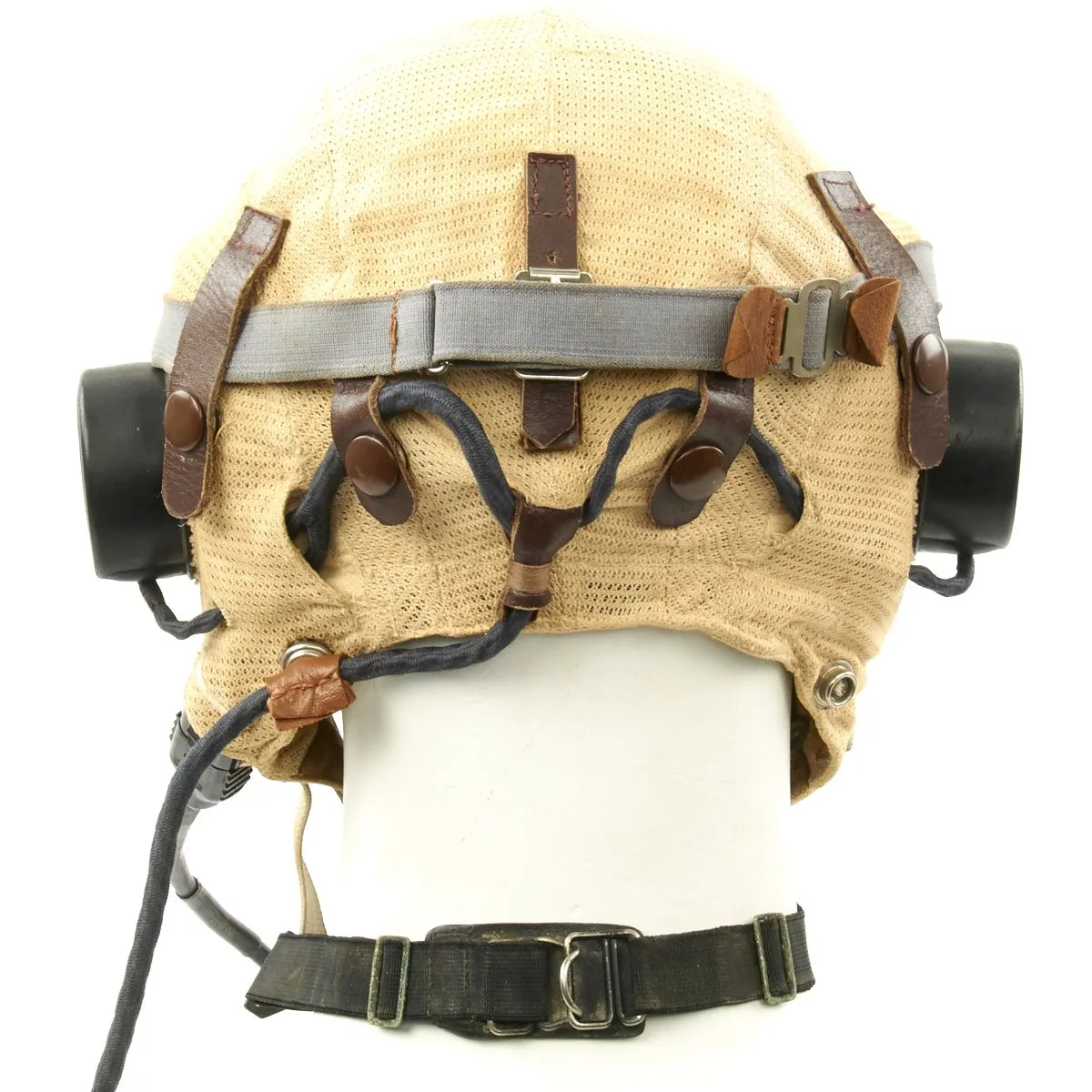 Original British WWII RAF Type E Flying Helmet with Mk VIII Goggles and Throat Microphone