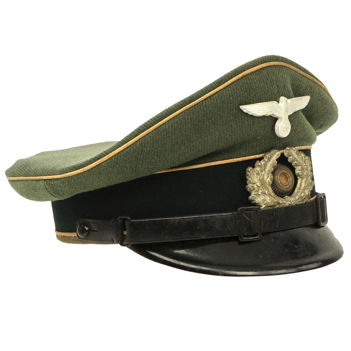 Original German WWII Army Heer EM/NCO Infantry Visor Crush Cap - Size 53