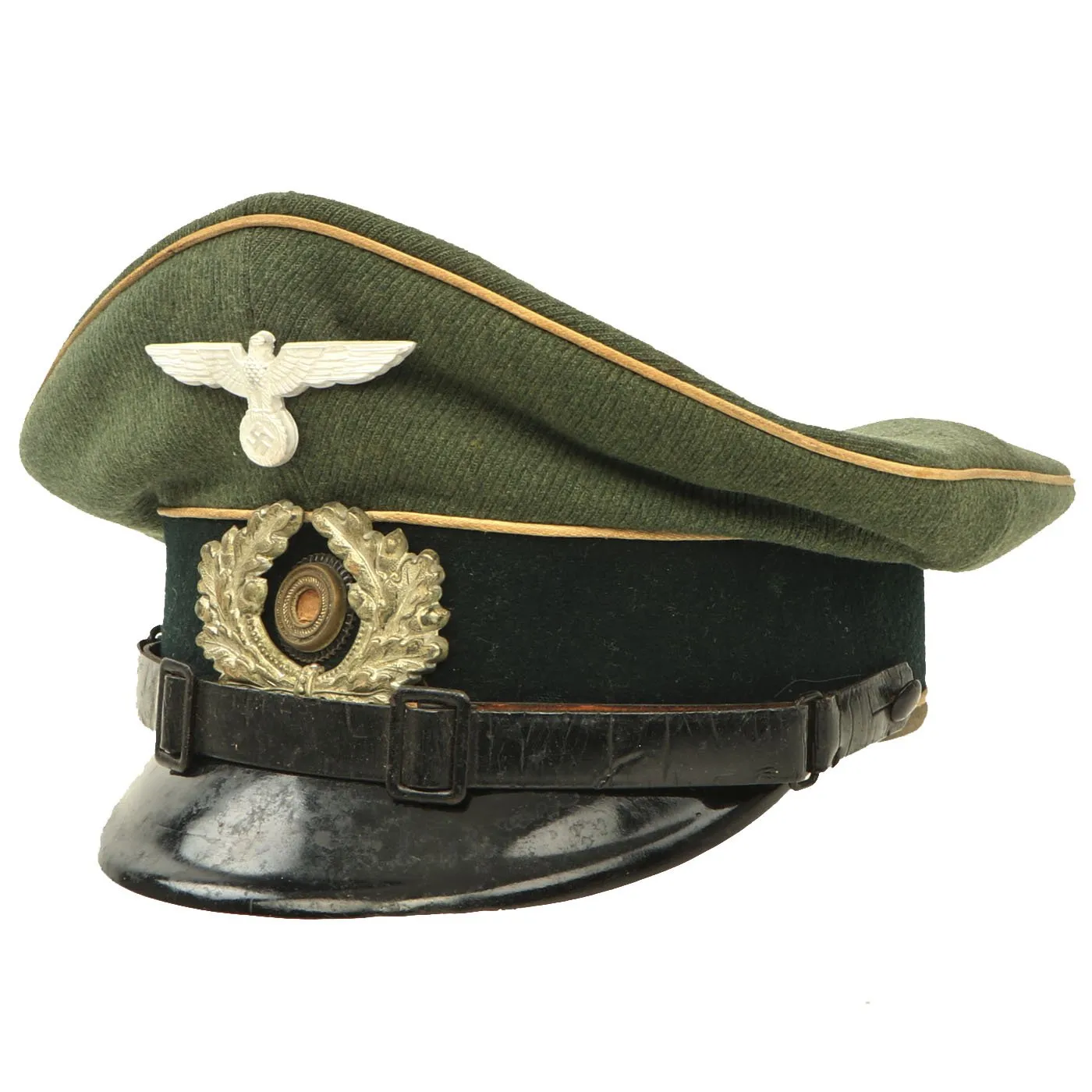 Original German WWII Army Heer EM/NCO Infantry Visor Crush Cap - Size 53