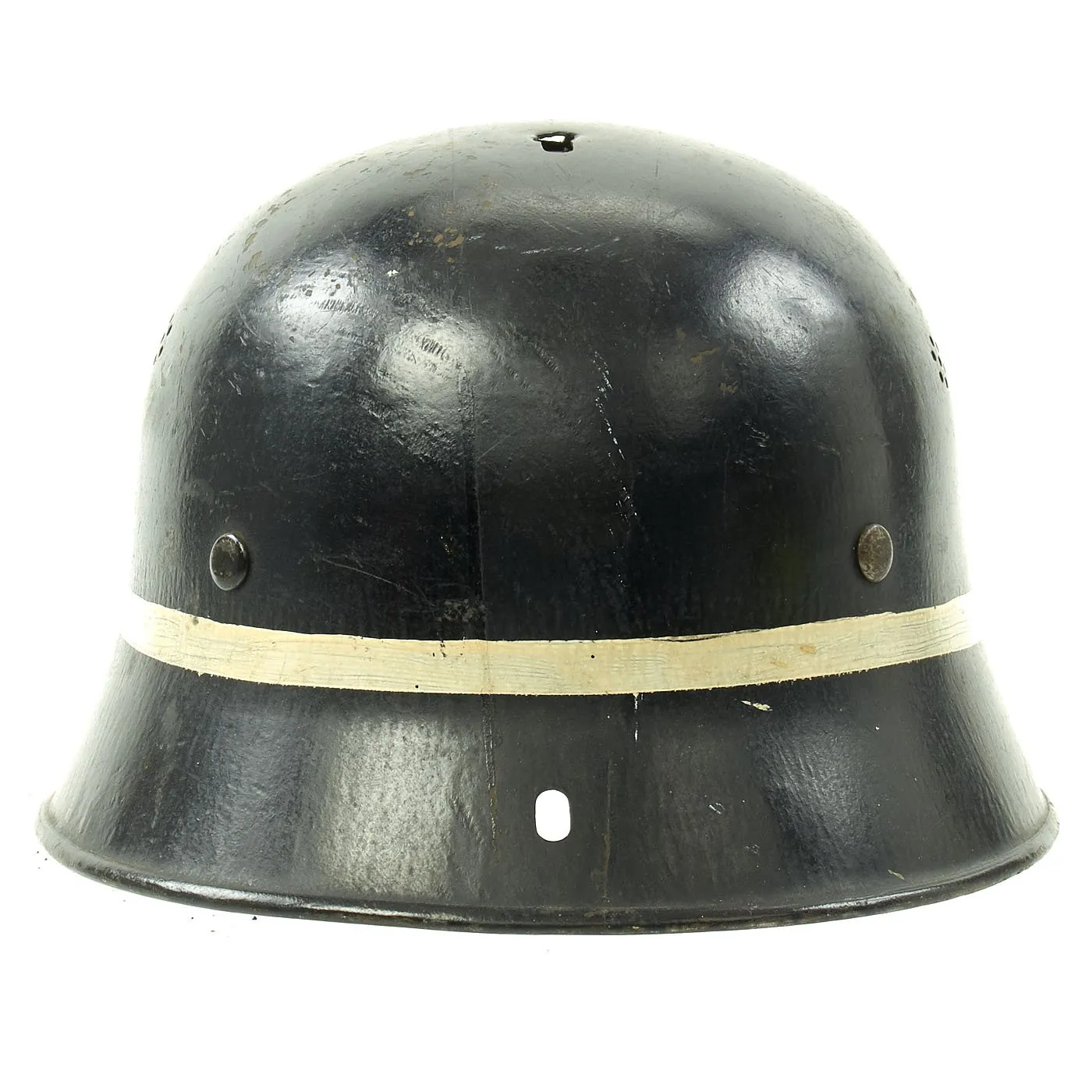 Original German WWII M34 Square Dip Luftwaffe Fire Brigade Crash Crew Helmet with Double Decals