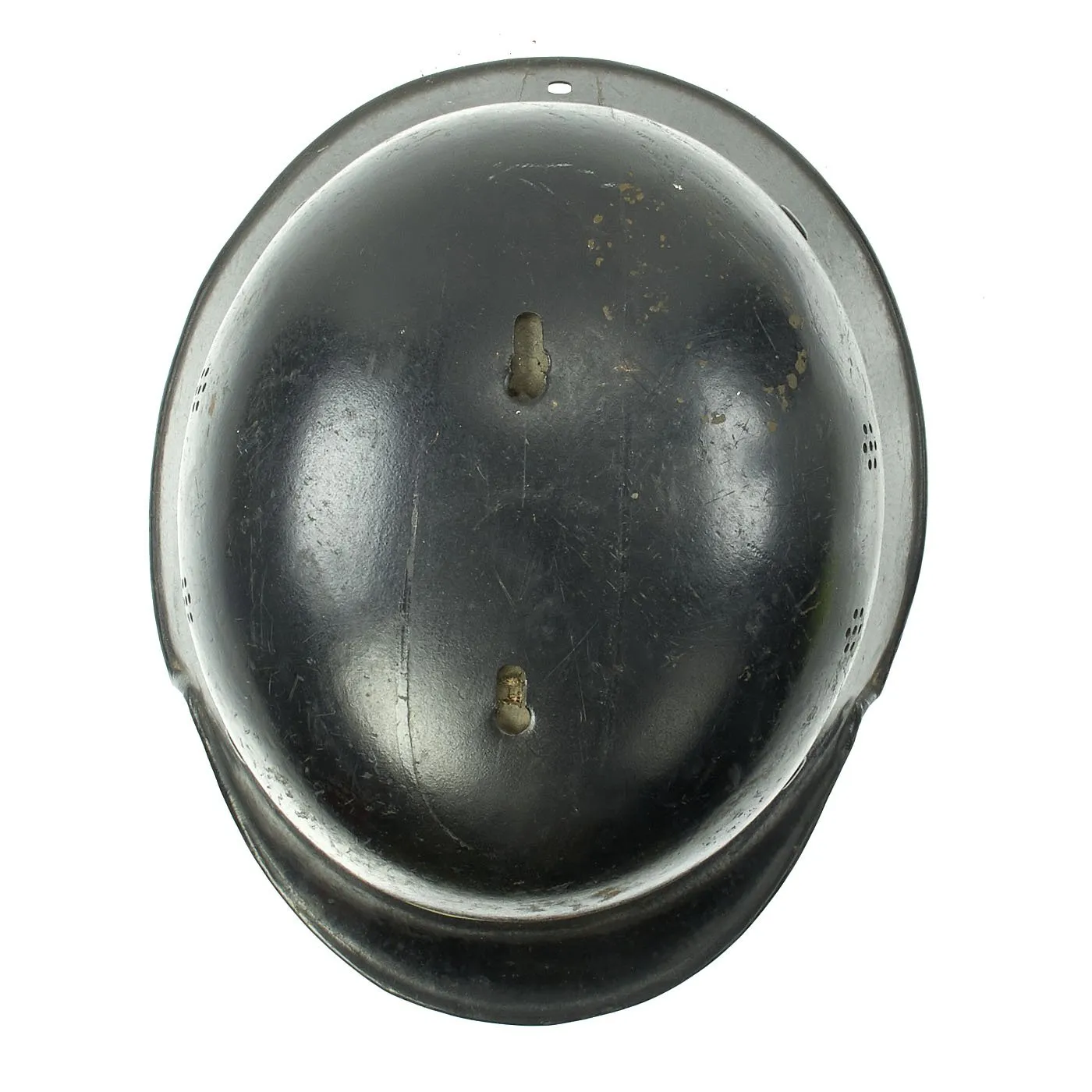 Original German WWII M34 Square Dip Luftwaffe Fire Brigade Crash Crew Helmet with Double Decals