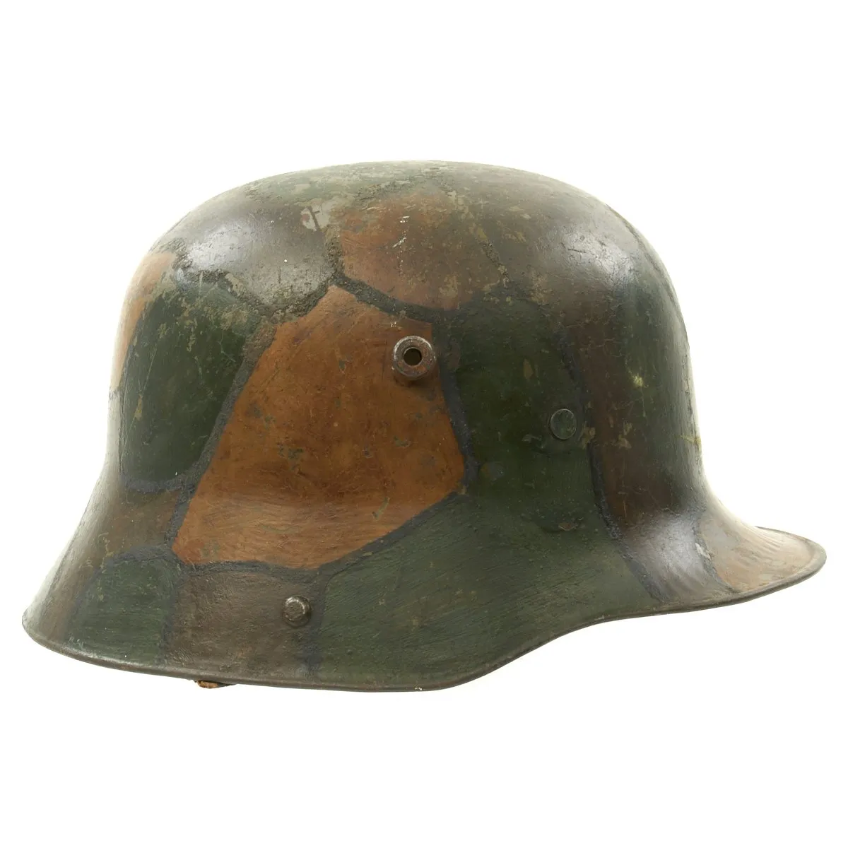 Original Imperial German WWI M16 Camouflage Helmet with Liner - Regimentally Marked