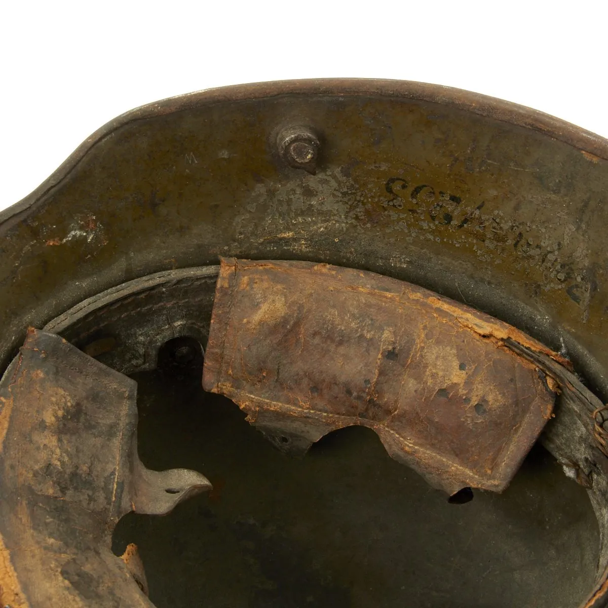 Original Imperial German WWI M16 Camouflage Helmet with Liner - Regimentally Marked