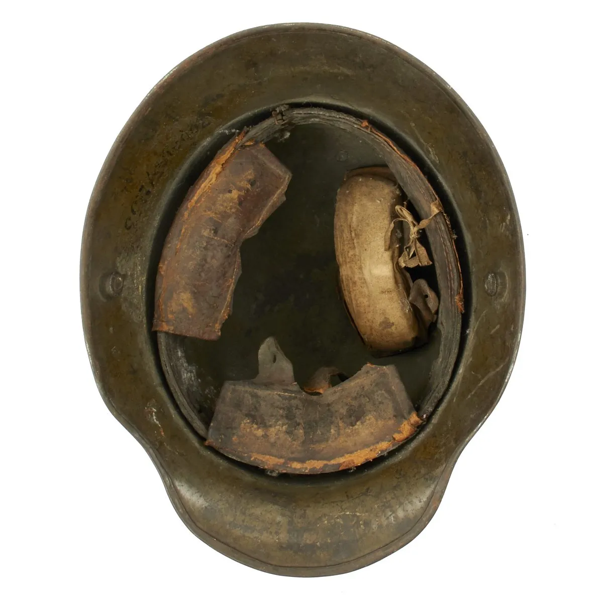 Original Imperial German WWI M16 Camouflage Helmet with Liner - Regimentally Marked