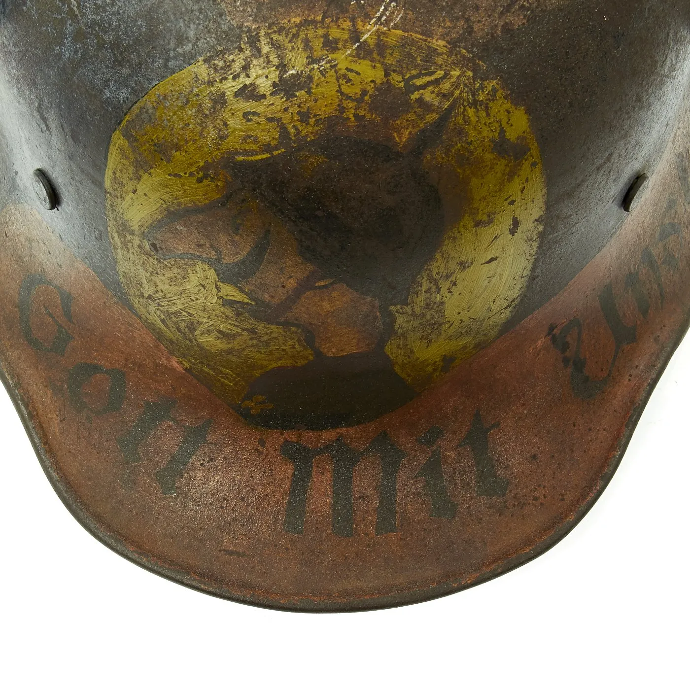 Original Imperial German WWI M16 Kaiser Wilhelm Trench Art Camouflage Helmet - Gott Mit Uns!