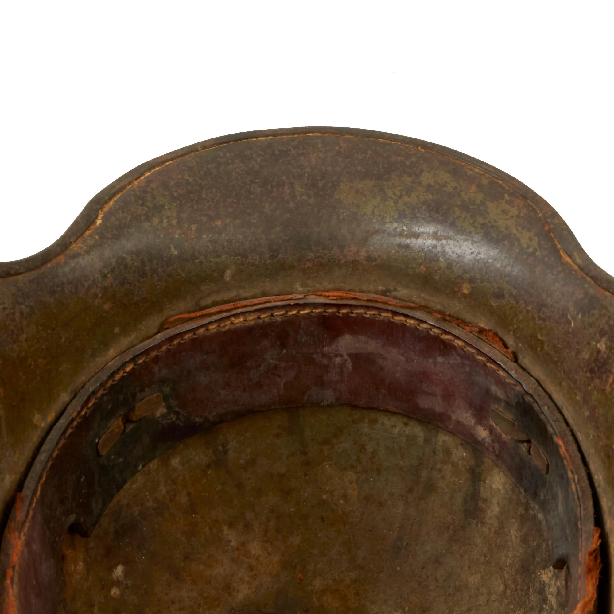 Original Imperial German WWI M16 Stahlhelm Helmet with Panel Camouflage Paint and Partial Leather Liner - Marked ET64