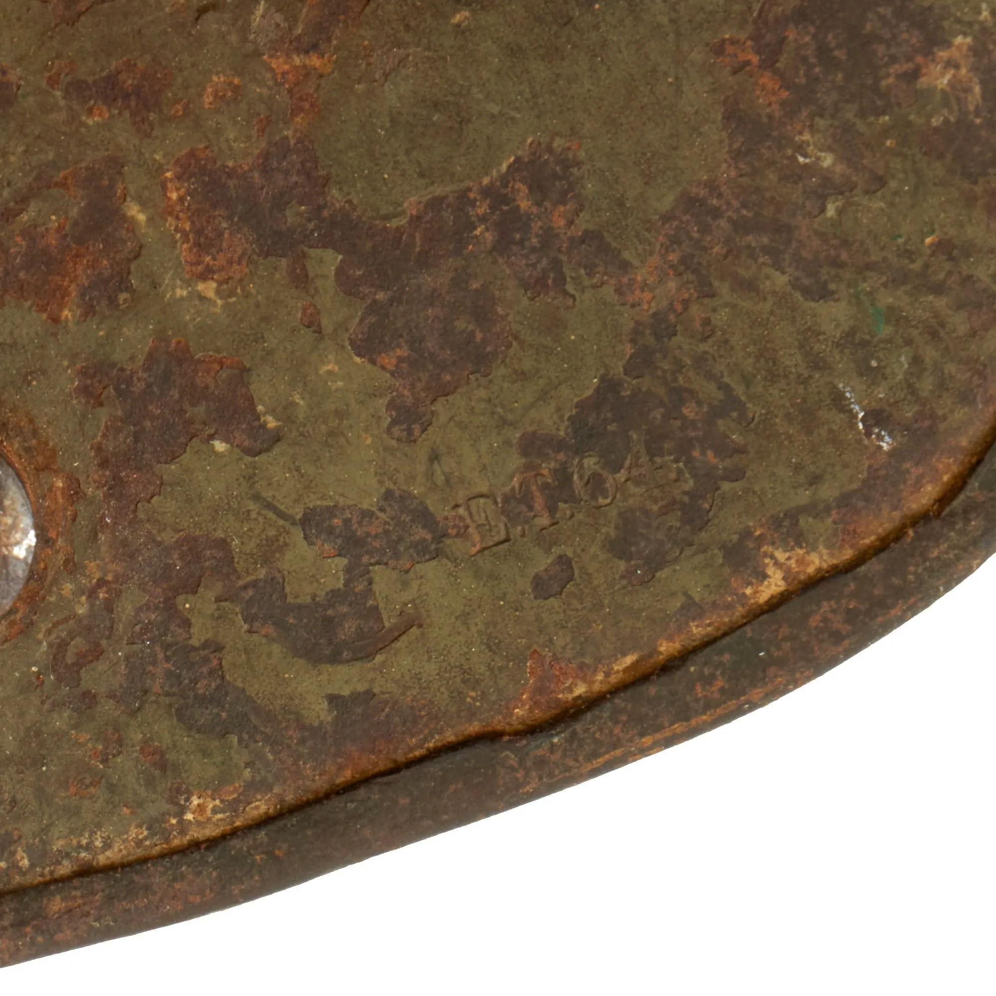 Original Imperial German WWI M16 Stahlhelm Helmet with Panel Camouflage Paint and Partial Leather Liner - Marked ET64