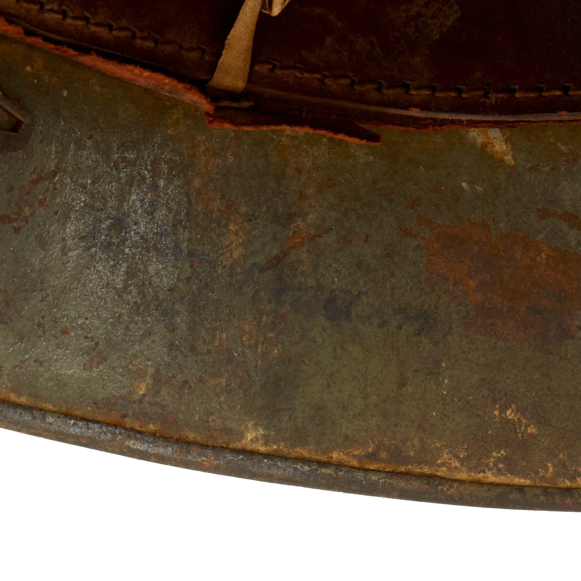 Original Imperial German WWI M16 Stahlhelm Helmet with Panel Camouflage Paint and Partial Leather Liner - Marked ET64