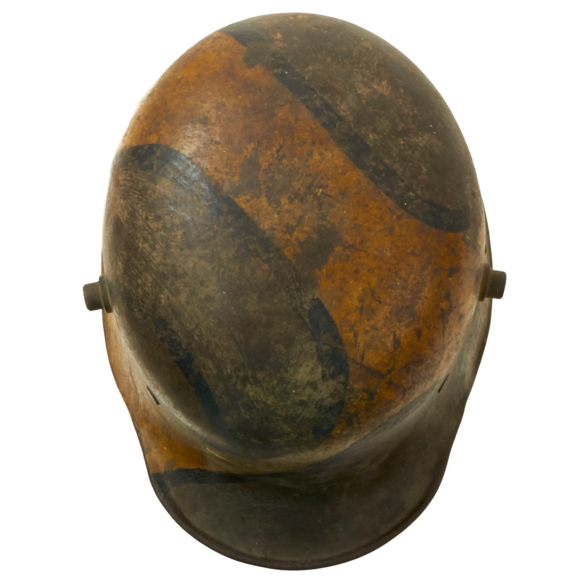 Original Imperial German WWI M16 Stahlhelm Helmet with Panel Camouflage Paint and Partial Leather Liner - Marked ET64