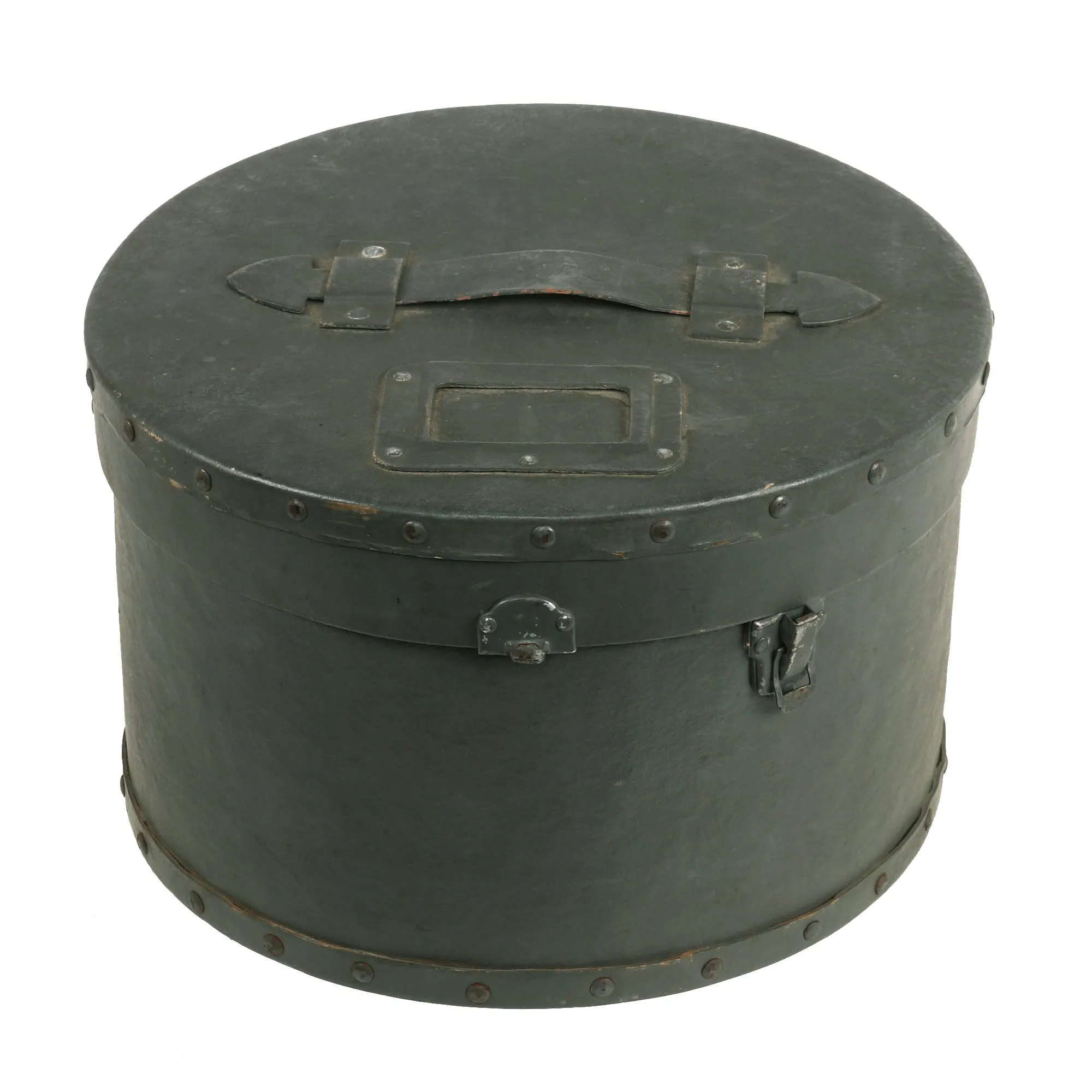 Original WWII Imperial Japanese Navy IJN Officer Visor Cap with White Cover in Vulcanized Fiber Transit Carry Case - Named To Naval Officer Mizuhata