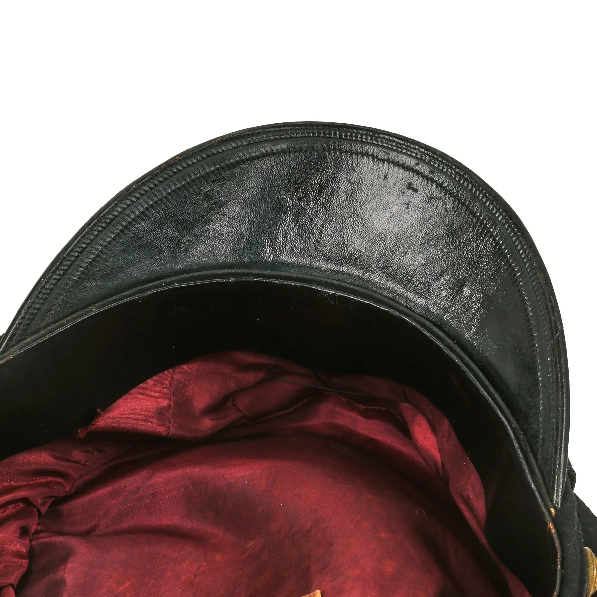 Original WWII Imperial Japanese Navy IJN Officer Visor Cap with White Cover in Vulcanized Fiber Transit Carry Case - Named To Naval Officer Mizuhata