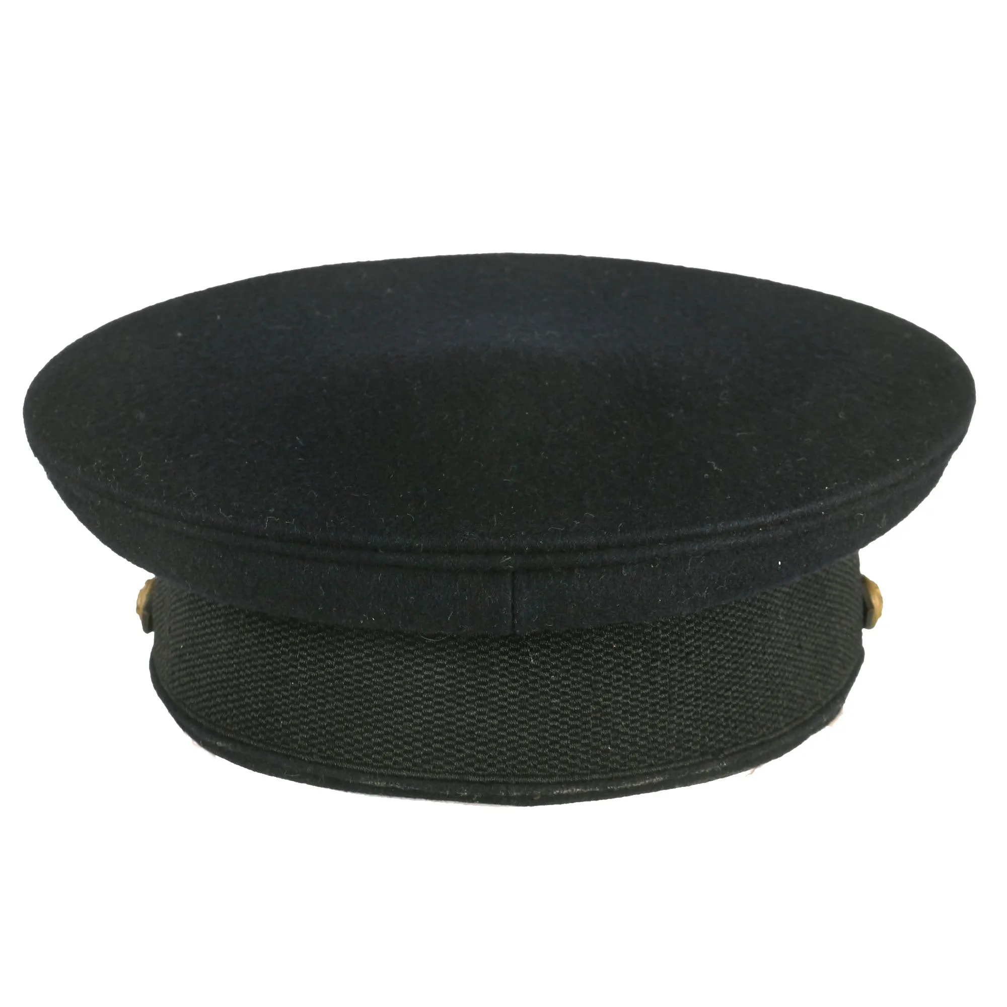 Original WWII Imperial Japanese Navy IJN Officer Visor Cap with White Cover in Vulcanized Fiber Transit Carry Case - Named To Naval Officer Mizuhata