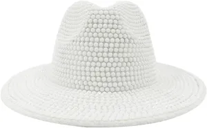 Pearl Fedoras Hat Panama Men's Jazz Hat Party Stage Performance Women's Fedora Hat 22 56-58cm