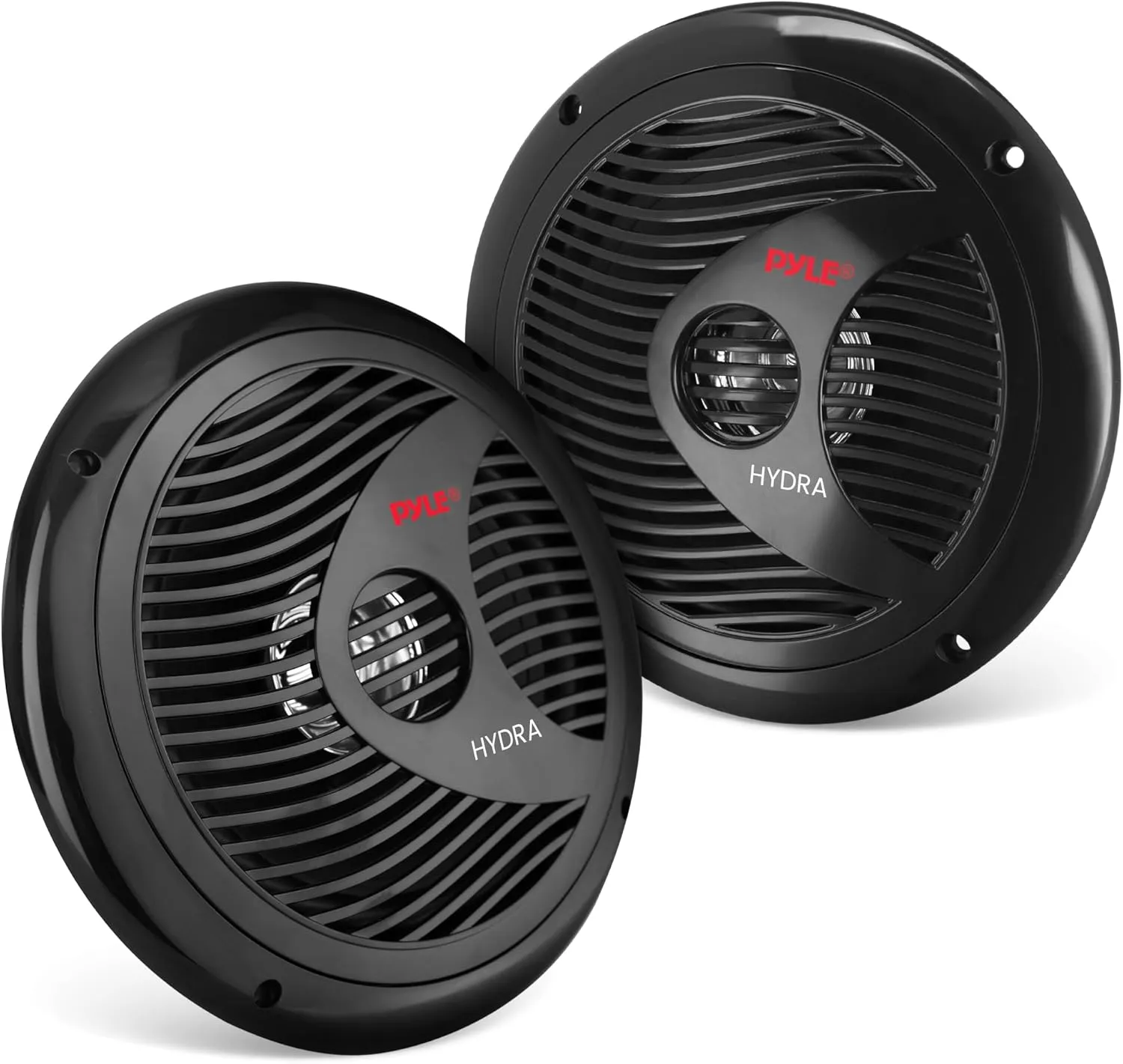 Pyle 6.5 Inch Dual Marine Speakers - 2 Way Waterproof and Weather Resistant Outdoor Stereo Sound System with 400 Watt Power, Polypropylene Cone and Butyl Rubber Surround - 1 Pair - PLMR605B(Black)
