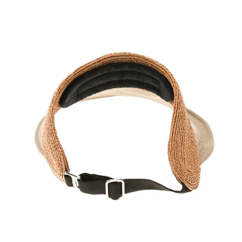 Raffia and Linen Sun Visor with Adjustable Slide Closure - Boardwalk Style