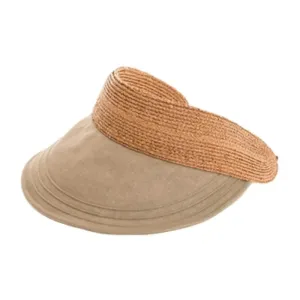 Raffia and Linen Sun Visor with Adjustable Slide Closure - Boardwalk Style