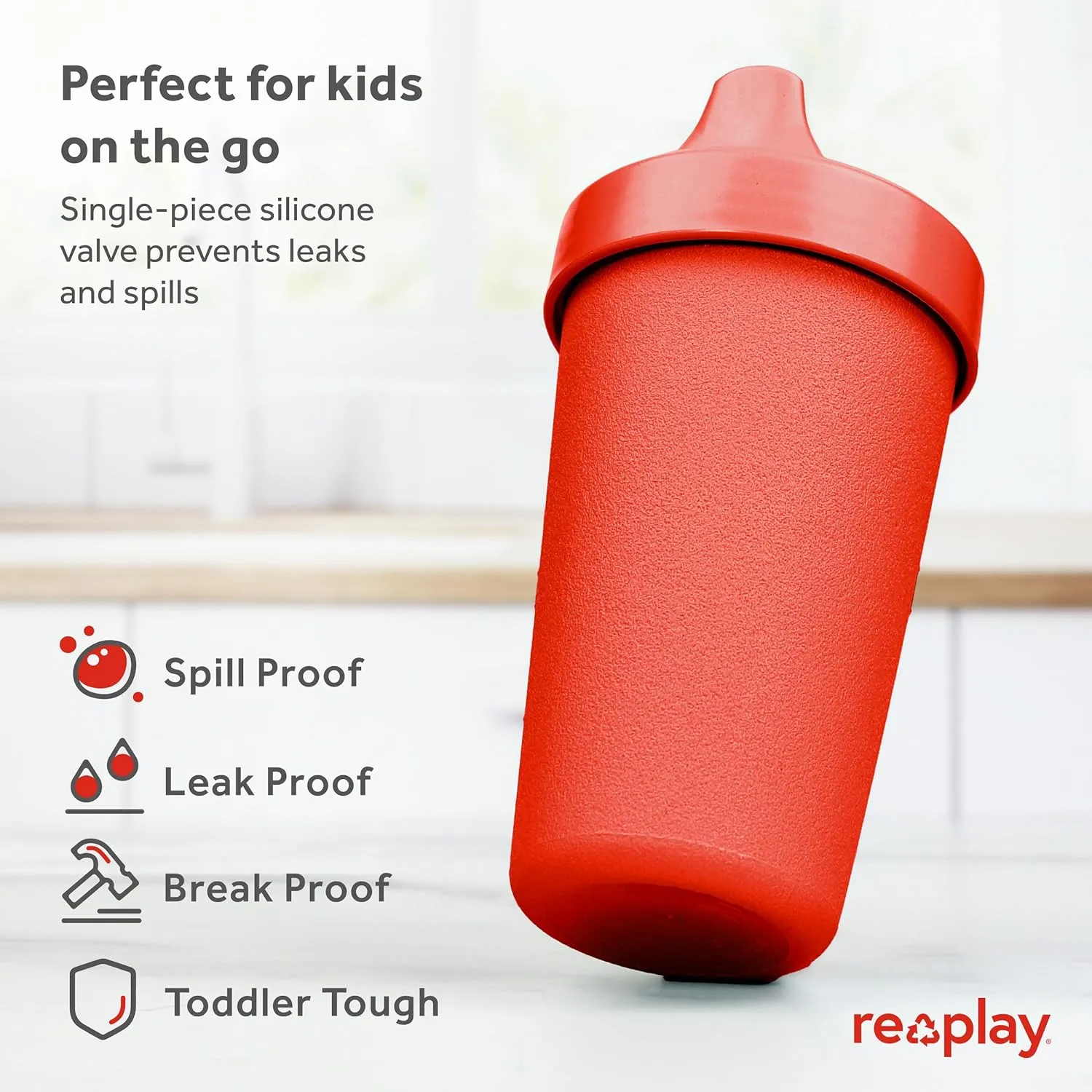Re-Play Sippy Cups for Toddlers - 10 Oz. Reusable Spill Proof Cups for Kids, Dishwasher/Microwave Safe - Made in USA - Set of 4-3.13" x 6.25" - Christmas