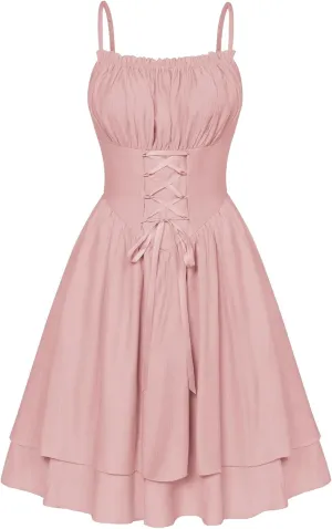 Scarlet Darkness Renaissance Dress Women Chiffon Spaghetti Strap Corset Dress