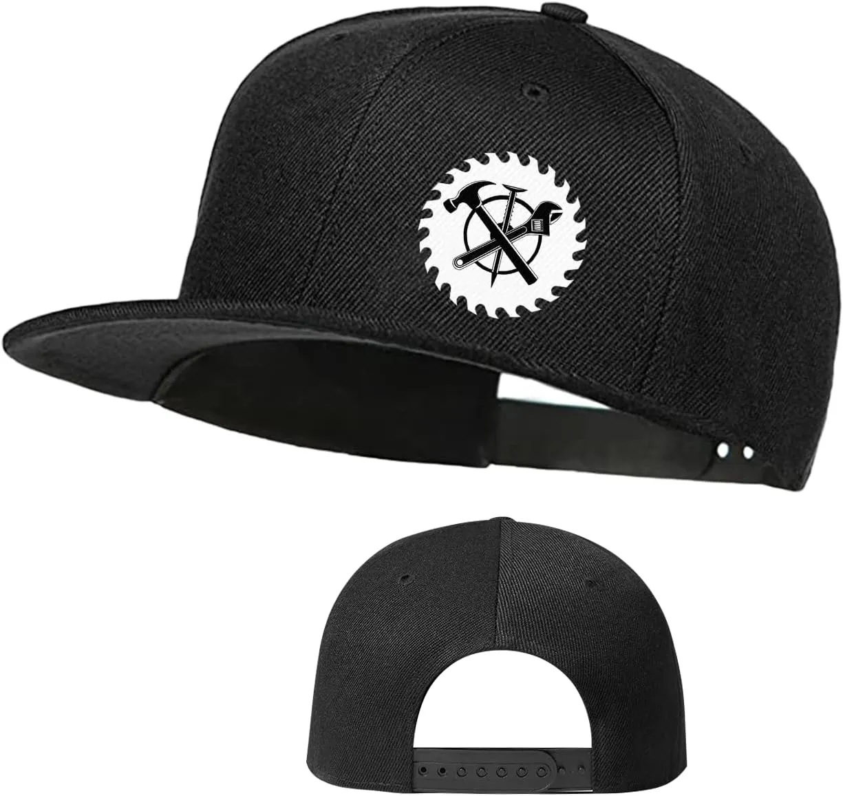 Snapback Hats for Men Flat Bill Brim Hats for Women Fitted Hat Skull Hats Cool Adults Baseball Cap Black Rock N Roll Caps