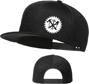 Snapback Hats for Men Flat Bill Brim Hats for Women Fitted Hat Skull Hats Cool Adults Baseball Cap Black Rock N Roll Caps