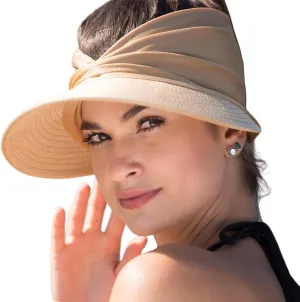 Sun Hat Women Beach Visor Cap UV Protection with Wide Brim Packable Summer Sport Ponytail Sun Cap