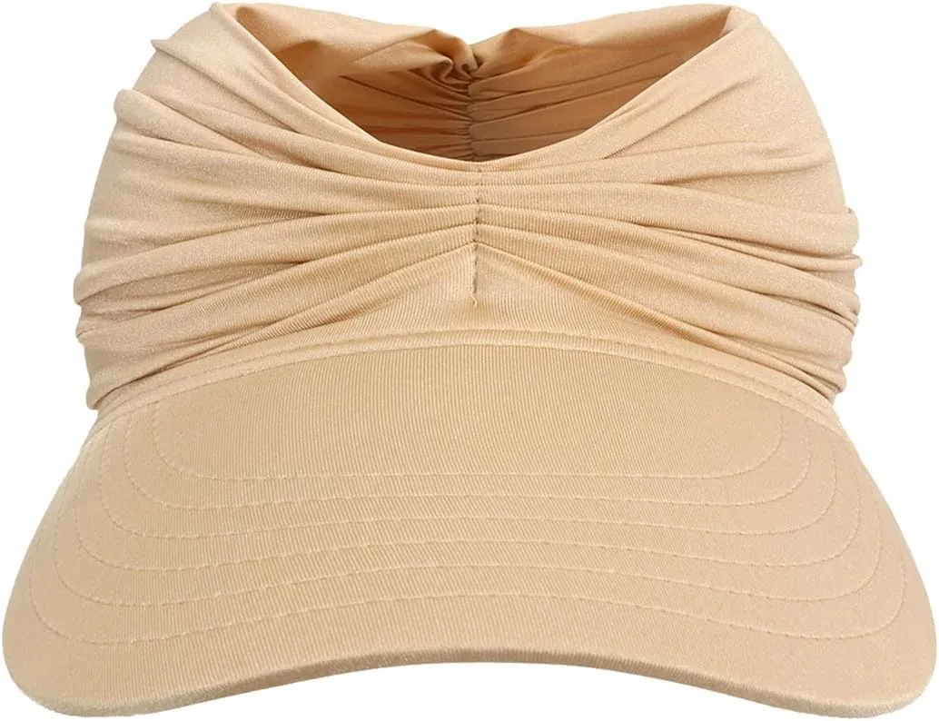 Sun Hat Women Beach Visor Cap UV Protection with Wide Brim Packable Summer Sport Ponytail Sun Cap