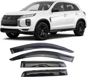 Tape-On Window Visors FIT 2011-2023 Mitsubishi Outlander Sport/ASX  4-Piece Rain Guards, Acrylic, Easy 3M Installation