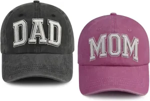 Tbstlumd 2 PCS Dad and Mom Hats for Men Women, Funny Adjustable Embroidered Cotton 2024 2025 Parents Baseball Cap