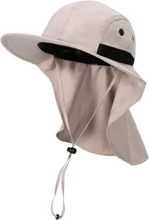 Tirrinia Neck Flap Sun Hat with Wide Brim,UPF 50  Hiking Safari Fishing Caps for Men Women, Ideal for Outdoor