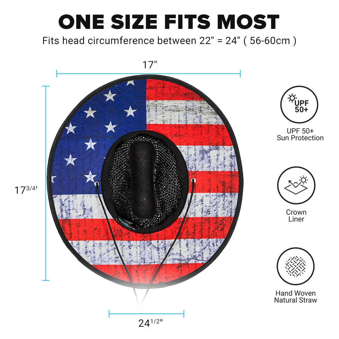 Under Brim Straw Hat | American Flag 2.0 | Black