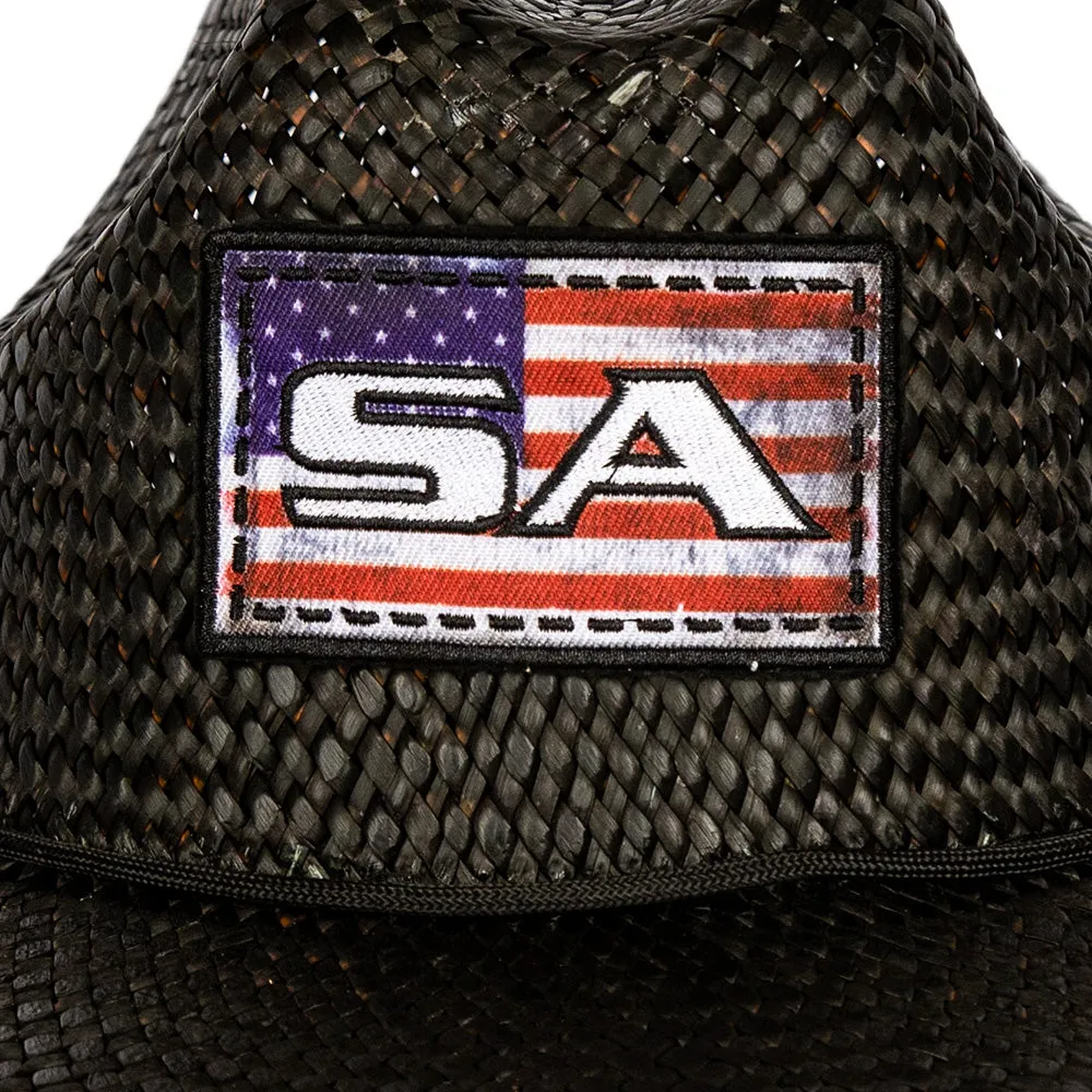 Under Brim Straw Hat | American Flag 2.0 | Black