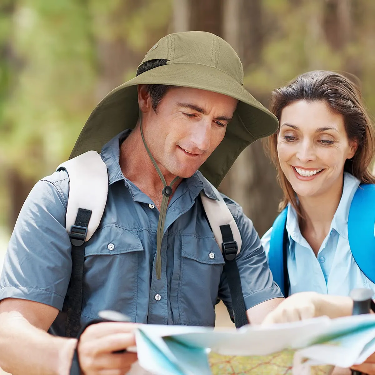 UV Protection Wide Brim Fishing Hat with Neck Flap