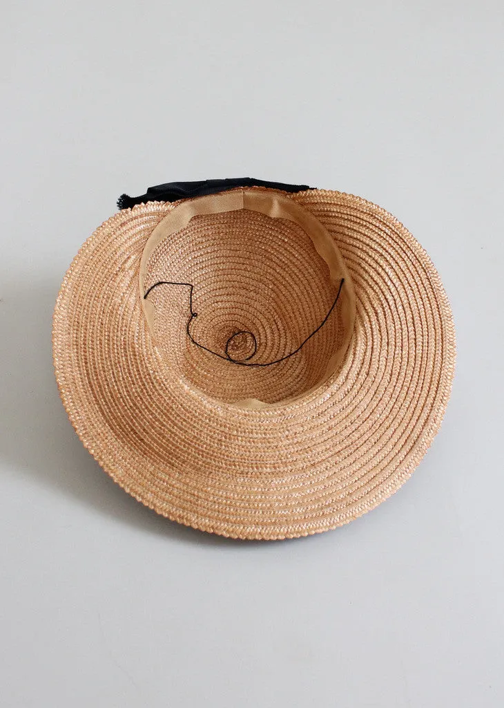 Vintage Early 1940s Summer Weekend Straw Hat