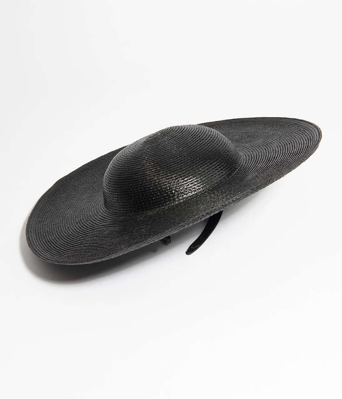 Vintage Style Black Straw Headband Disc Hat