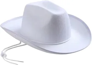Western Cowboy Hat for Men Women Classic Roll Up Fedora Hat Summer Hats White Wraparound Wide Brim Style Party