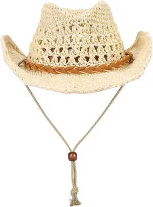 Western Cowboy Straw Hat for Boys Girls Shapeable Kids Fedora Panama Straw Hat Toddlers Floppy Sun Protection Beach Sun Cap