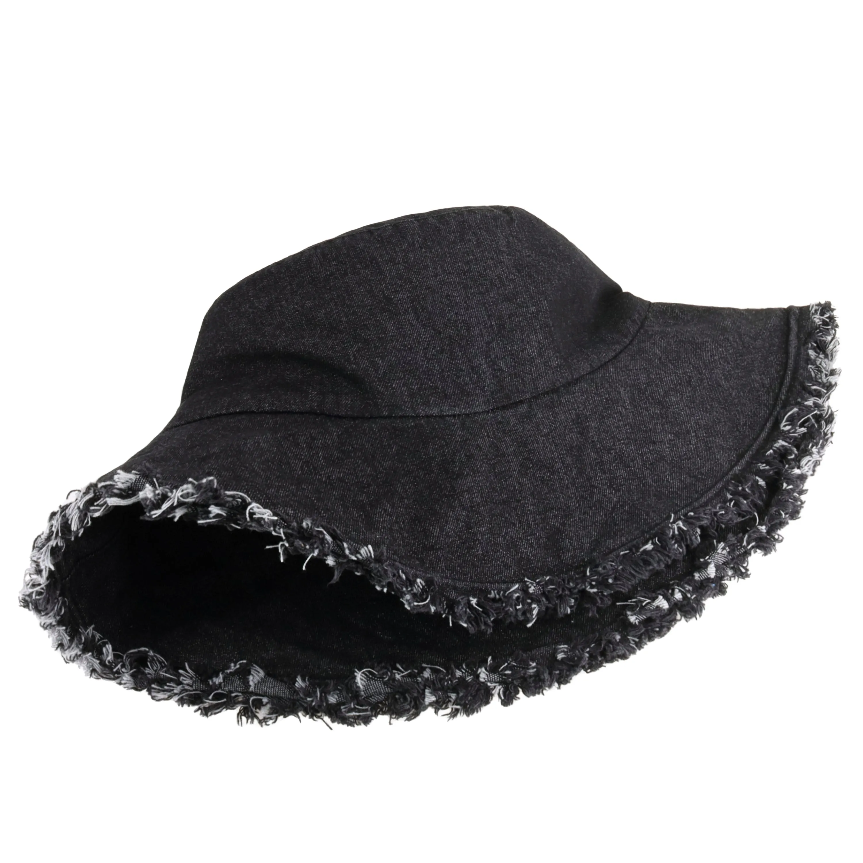 Wide Brim Frayed Bucket Hat
