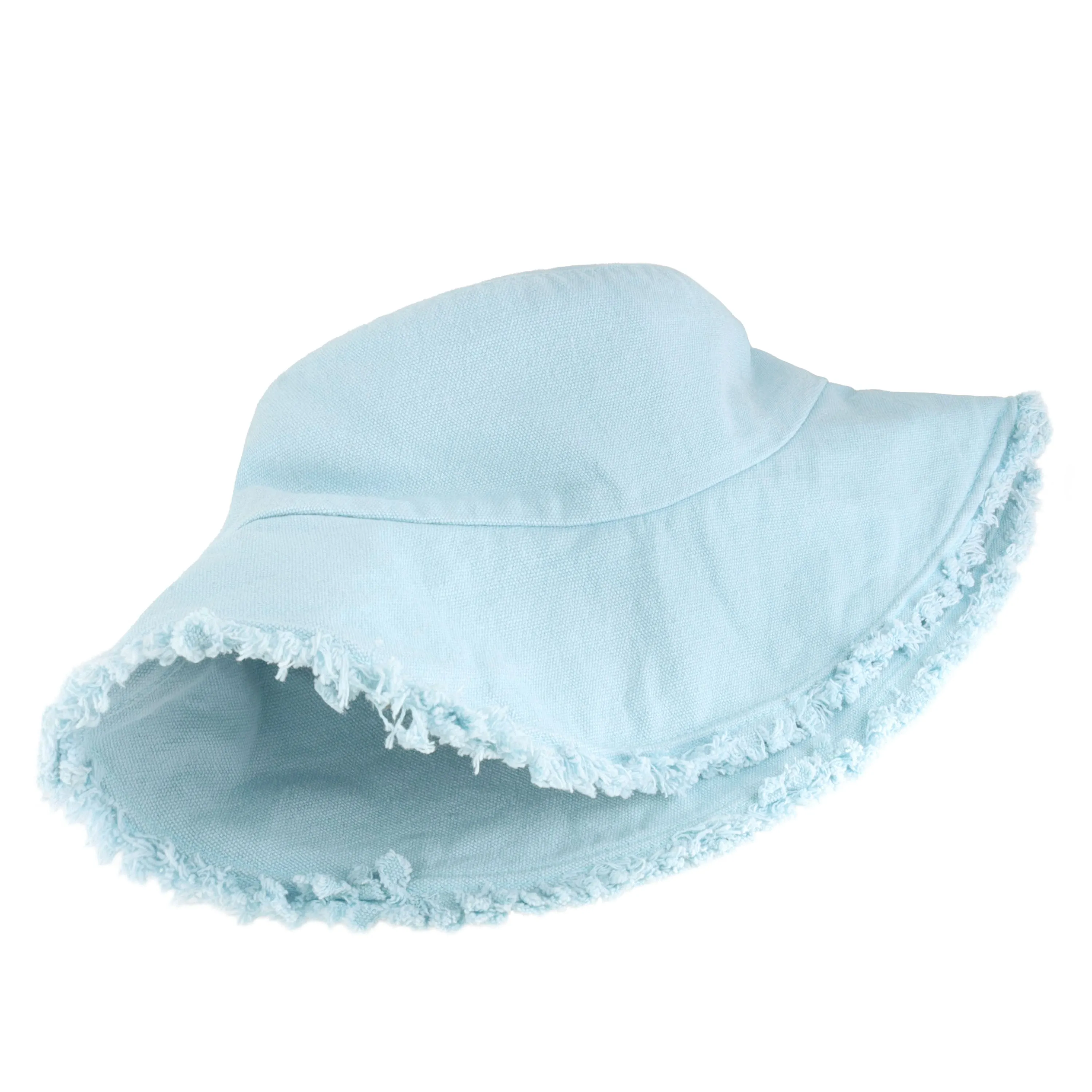 Wide Brim Frayed Bucket Hat