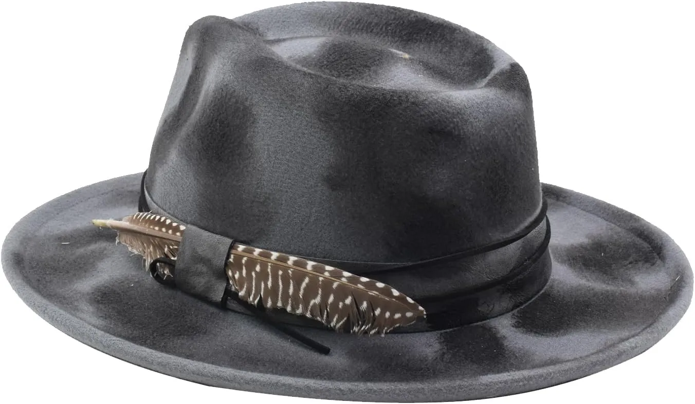 Womens & Mens Fedora Hats Vintage Wide Brim Felt Panama Rancher Hat