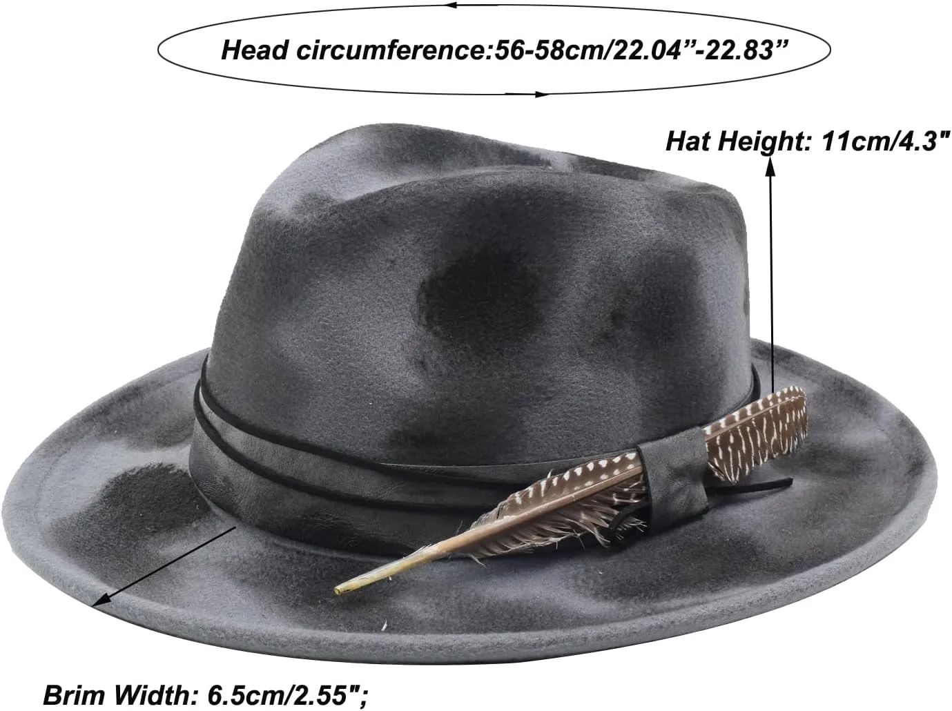 Womens & Mens Fedora Hats Vintage Wide Brim Felt Panama Rancher Hat