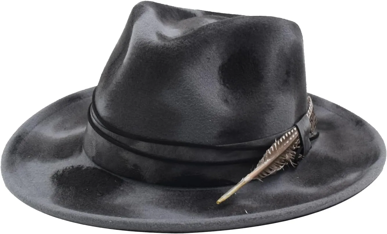Womens & Mens Fedora Hats Vintage Wide Brim Felt Panama Rancher Hat